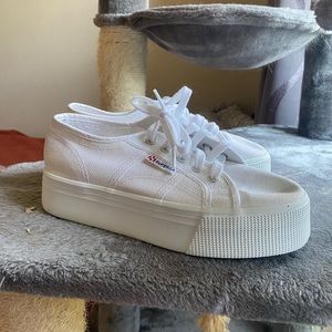 White Superga Platforms